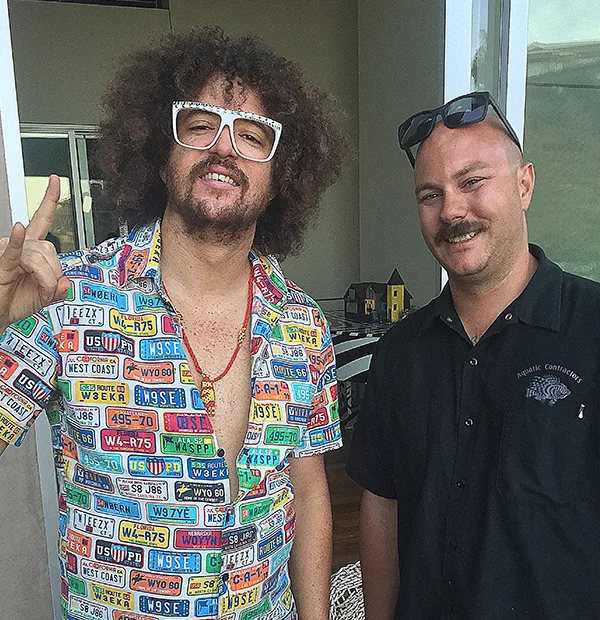 Aquatic Contractors owner Brian Hoover with client Redfoo